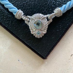 Judith Ripka Blue Topaz pendant and silk cord